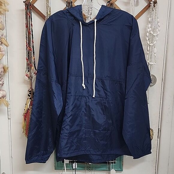 NWOT. Spirit Jersey L Pull over light weight nylon jacket wind breaker w/ hood - Picture 1 of 3